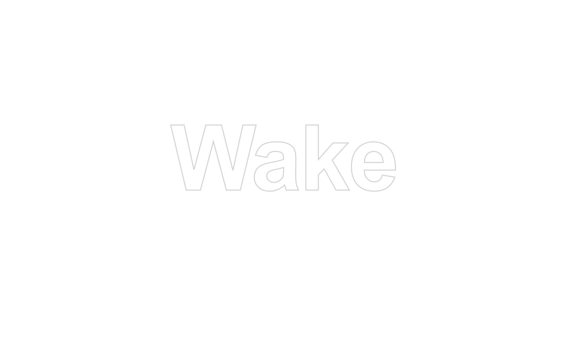 The word "Wake" appears prominently in a minimalist, light-colored design against a white background.