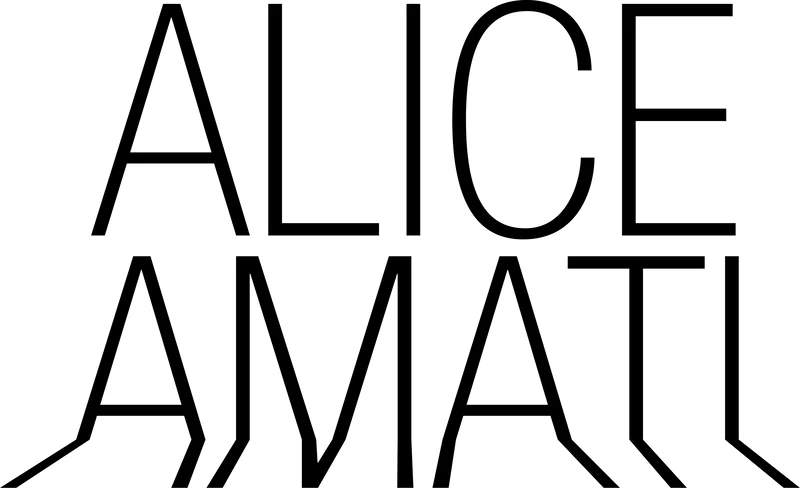 Black text spelling "ALICE AMATI" on a white background.