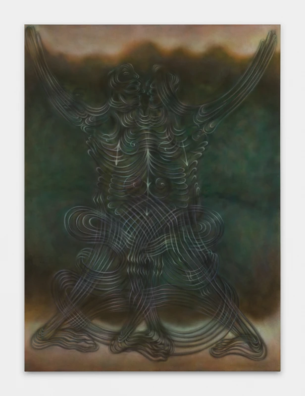 A drawing of a man standing with a smile, holding a fluffy cloud above his head, surrounded by simple lines that suggest movement and whimsy.